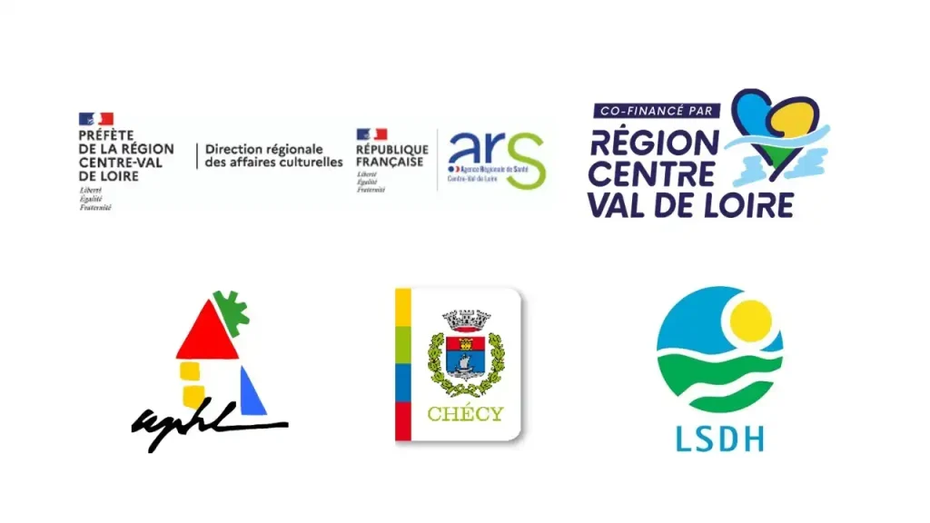 Les partenaires du projet Mille et un voyages : La Direction régionale des affaires culturelles, l'ARS Centre-Val-de-Loire, La région Centre Val de Loire, l'APHL, la ville de Chéçy et LSDH